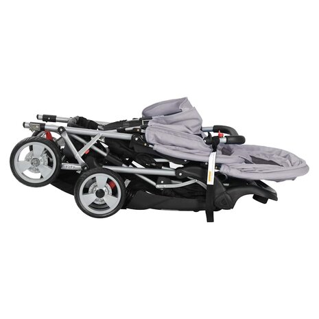Kinderwagen dubbel staal grijs en zwart  6