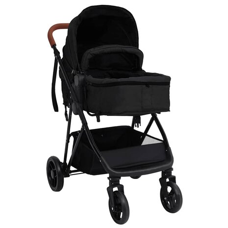 Kinderwagen 3-in-1 staal antracietkleurig en zwart 3