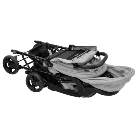 Tweeling kinderwagen tandem staal lichtgrijs 8