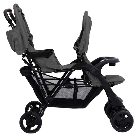 Tweeling kinderwagen tandem staal donkergrijs 4