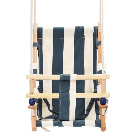 Babyschommel met veiligheidsgordel katoen hout blauw 3