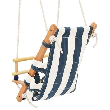 Babyschommel met veiligheidsgordel katoen hout blauw 5