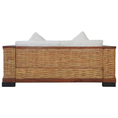 3-delig Bankstel met kussens natuurlijk rattan bruin 8