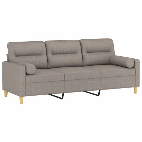 Driezitsbank met sierkussens 180 cm stof taupe 3