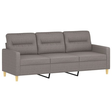 Driezitsbank met sierkussens 180 cm stof taupe 4