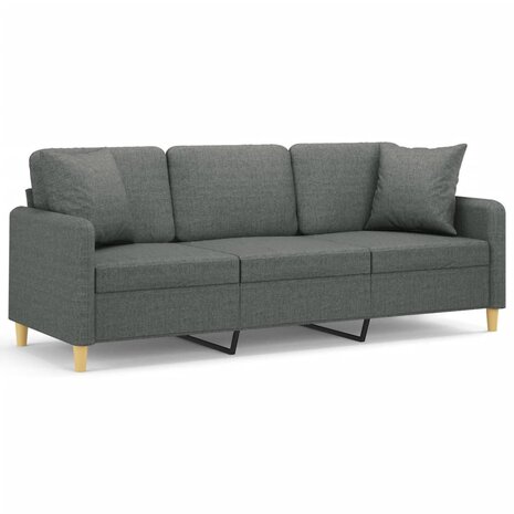 Driezitsbank met sierkussens 180 cm stof donkergrijs 2
