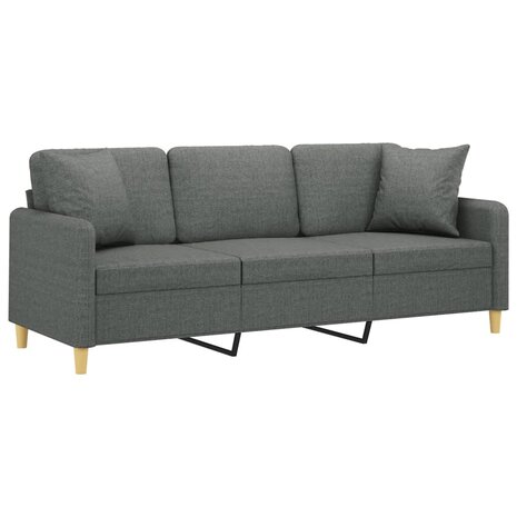 Driezitsbank met sierkussens 180 cm stof donkergrijs 3