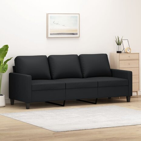 Driezitsbank 180 cm kunstleer zwart 1