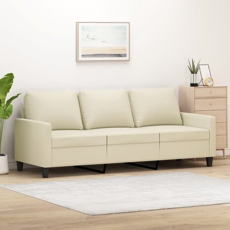 Driezitsbank 180 cm kunstleer crèmekleurig 1