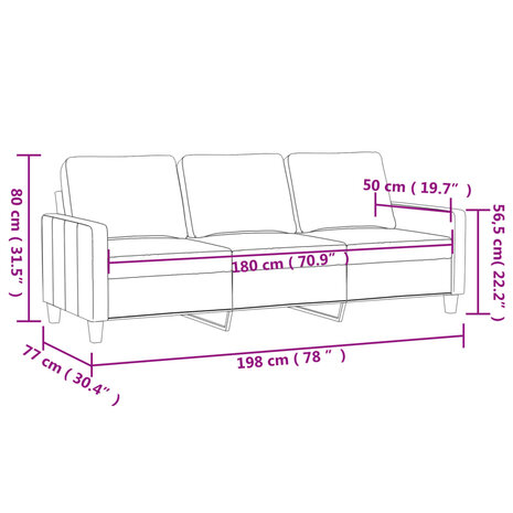 Driezitsbank 180 cm stof donkergrijs 8