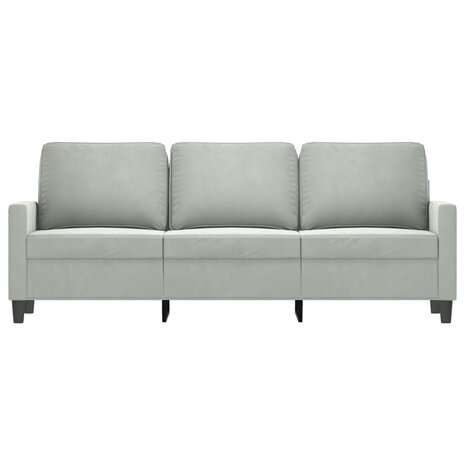 Driezitsbank 180 cm fluweel lichtgrijs 3