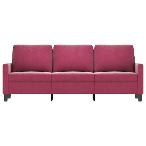 Driezitsbank 180 cm fluweel wijnrood 3