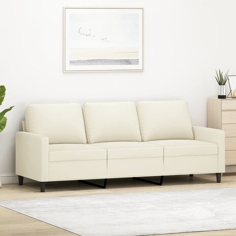 Driezitsbank 180 cm fluweel crèmekleurig 1