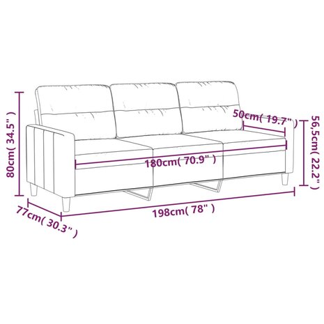 Driezitsbank 180 cm stof bruin 8