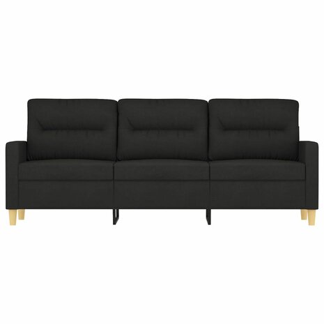 Driezitsbank 180 cm stof zwart 3