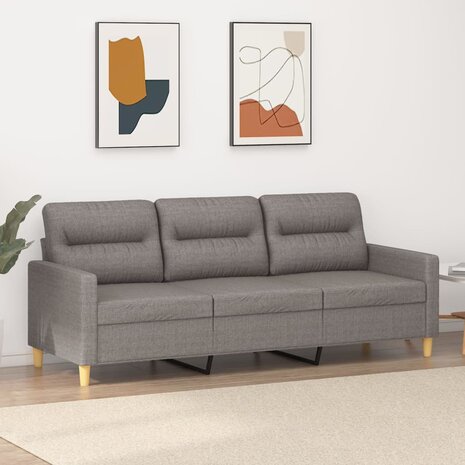 Driezitsbank 180 cm stof taupe 1