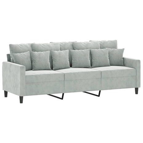 Driezitsbank 180 cm fluweel lichtgrijs 2