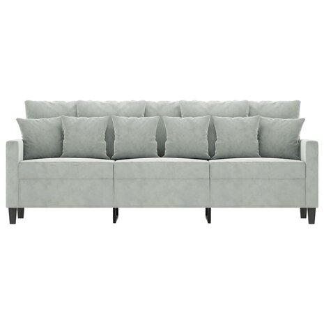 Driezitsbank 180 cm fluweel lichtgrijs 3