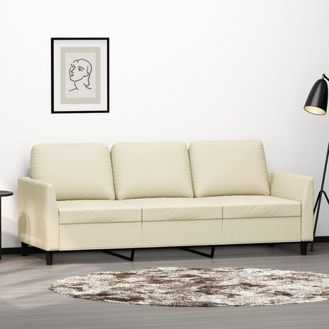 Driezitsbank 180 cm kunstleer crèmekleurig 1