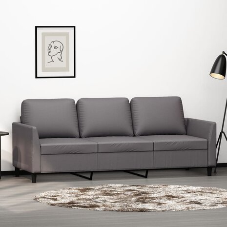 Driezitsbank 180 cm kunstleer grijs 1