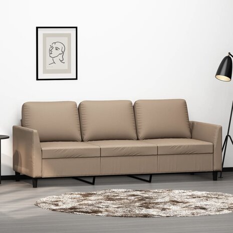 Driezitsbank 180 cm kunstleer cappuccinokleurig 1