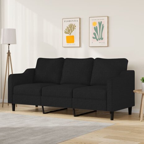 Driezitsbank 180 cm stof zwart 1