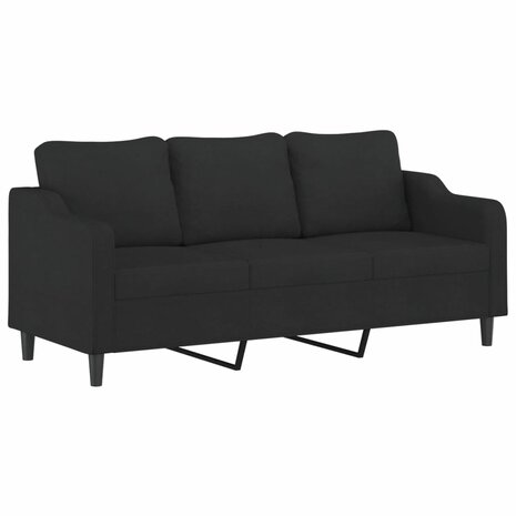 Driezitsbank 180 cm stof zwart 2