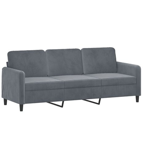 Driezitsbank 180 cm fluweel donkergrijs 2