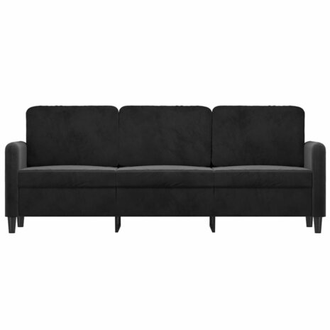 Driezitsbank 180 cm fluweel zwart 3