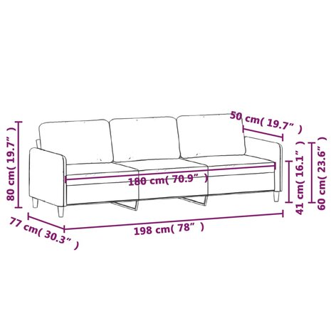 Driezitsbank 180 cm fluweel zwart 8