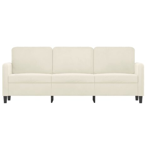 Driezitsbank 180 cm fluweel crèmekleurig 3