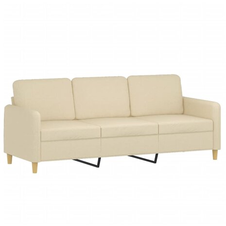 Driezitsbank 180 cm stof crèmekleurig 2