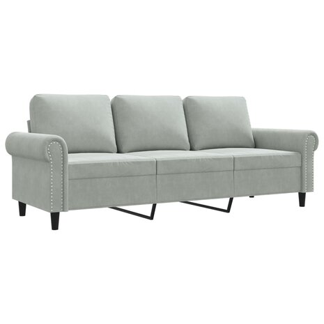 Driezitsbank 180 cm fluweel lichtgrijs 2