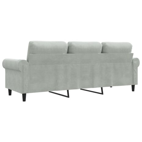 Driezitsbank 180 cm fluweel lichtgrijs 6