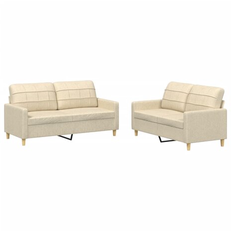 2-delige Loungeset met kussens stof crèmekleurig 2