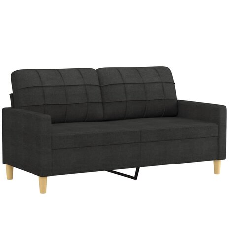 2-delige loungeset met kussens stof zwart 4