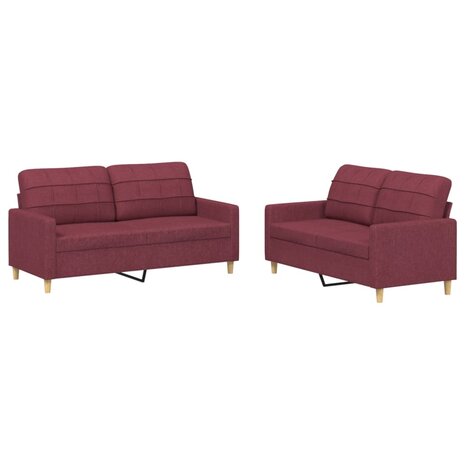 2-delige Loungeset met kussens stof wijnrood 2