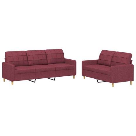2-delige Loungeset met kussens stof wijnrood 2