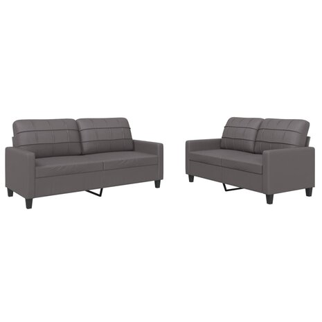 2-delige Loungeset met kussens kunstleer grijs 2