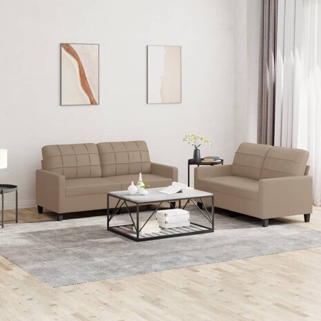 2-delige Loungeset met kussens kunstleer cappuccino 1