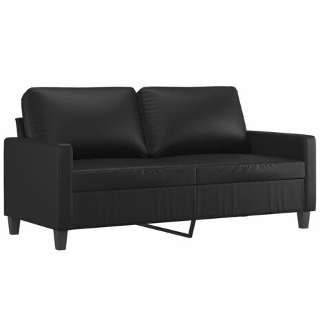 2-delige Loungeset met kussens kunstleer zwart 4