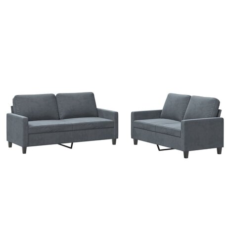 2-delige Loungeset met kussens fluweel donkergrijs 2
