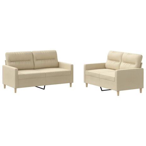 2-delige Loungeset met kussens stof crèmekleurig 2