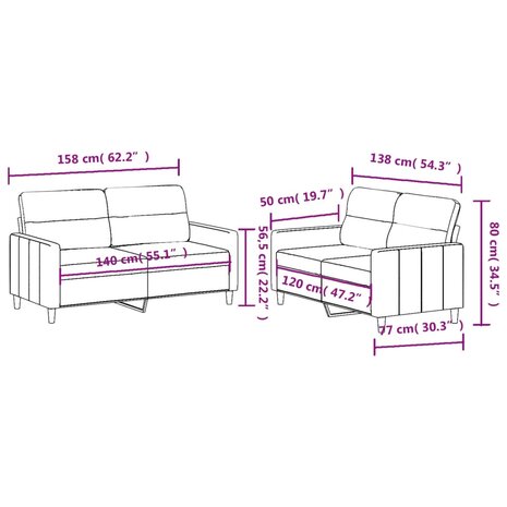2-delige Loungeset met kussens stof taupe 6