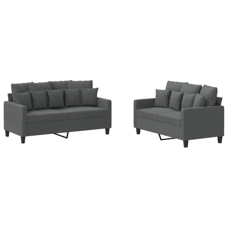 2-delige Loungeset met kussens stof donkergrijs 2