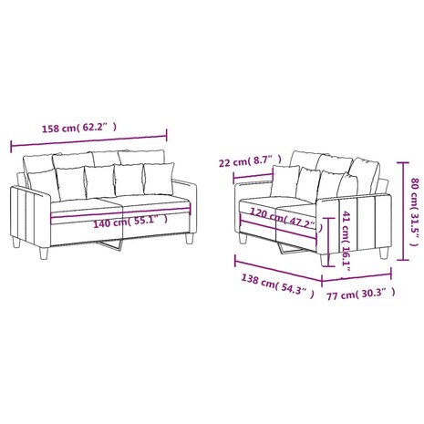 2-delige Loungeset met kussens stof donkergrijs 7