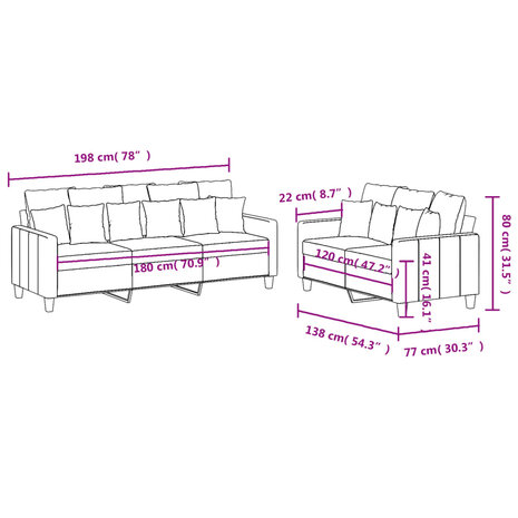 2-delige Loungeset met kussens stof lichtgeel 7