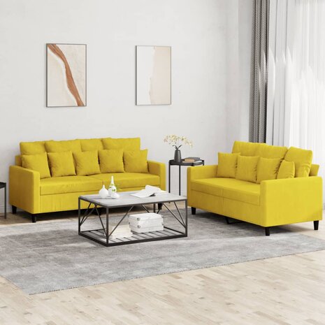 2-delige Loungeset met kussens fluweel geel 1