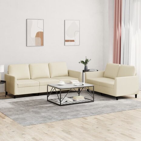 2-delige Loungeset met kussens kunstleer crème 1