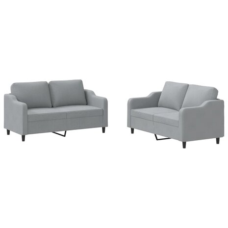 2-delige Loungeset met kussens stof lichtgrijs 2